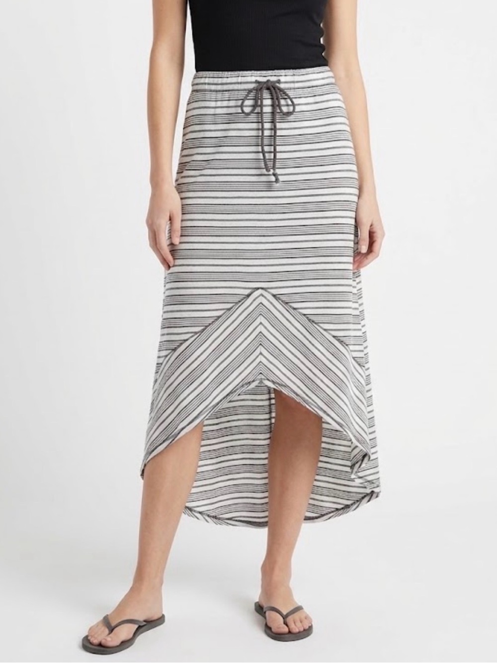 Michael Stars Striped High Low Maxi Skirt Drawstring Size Small